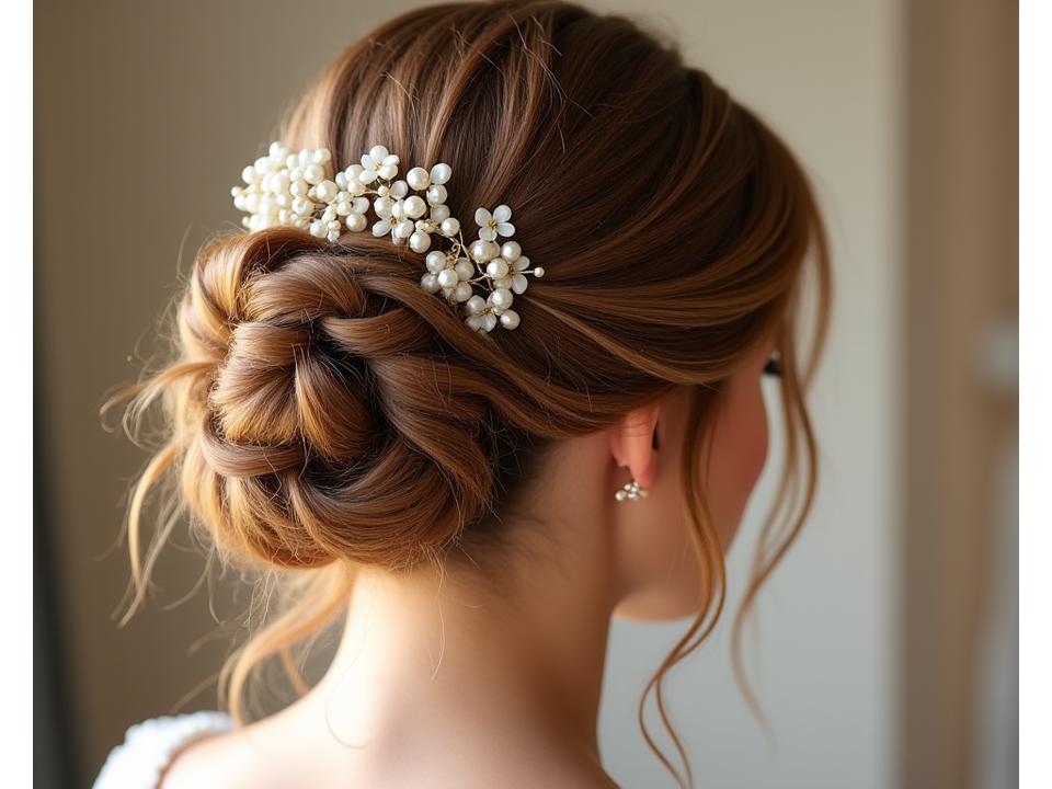 Peinado de novia elegante y recogido para boda